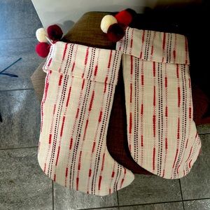 Red and white Christmas stockings